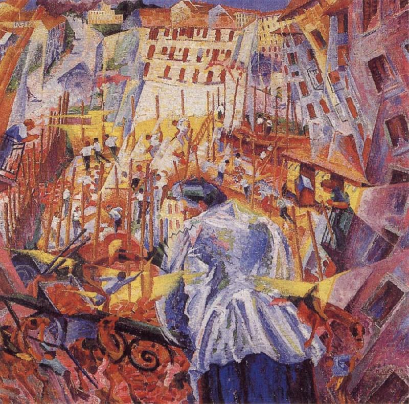 Umberto Boccioni The Noise of the Street Enters the House Germany oil painting art
